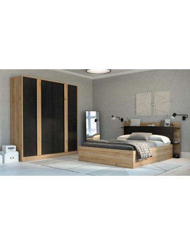 18544 - lit coffre brenda 140x190 chéne/noir