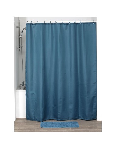 1204115 - rideau de douche polyester 180x200 cm/12 anneaux pp - bleu tahitien