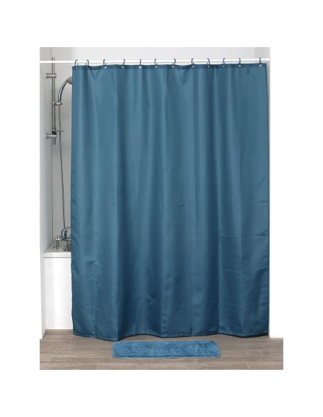 1204115 - rideau de douche polyester 180x200 cm/12 anneaux pp - bleu tahitien
