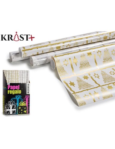 26000-rouleau papier cadeau 70x200 arbre set argent