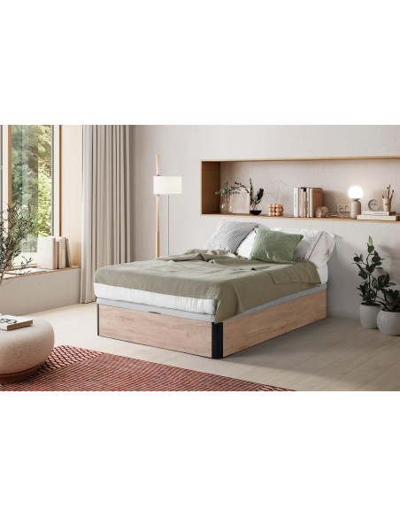 18323 - sommier coffre relevable seren 140x190 noir/chéne