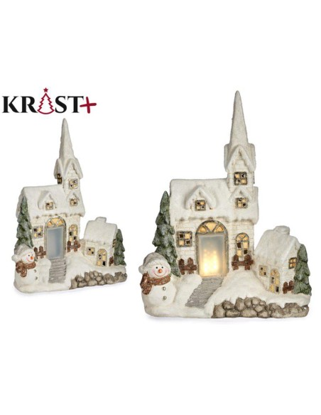 90600-maison ceramique neigee lumiere bonhomme neige