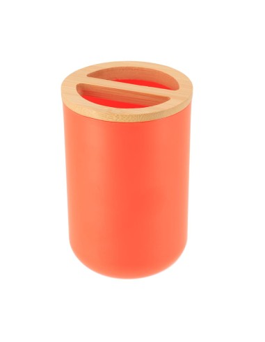 6374264 - porte brosses a dents ps/bambou - orange/bambou