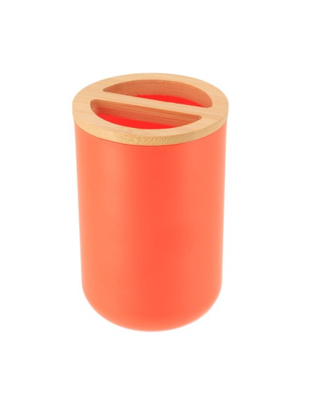 6374264 - porte brosses a dents ps/bambou - orange/bambou