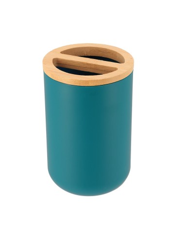 porte brosses a dents ps/bambou - bleu/bambou