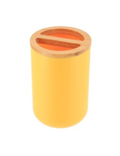 porte brosses a dents ps/bambou - jaune/bambou