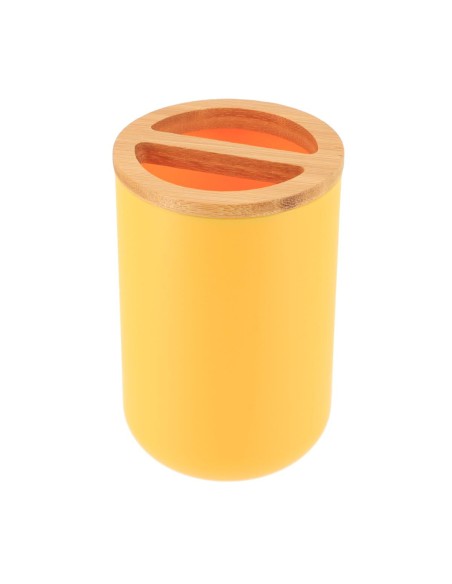 porte brosses a dents ps/bambou - jaune/bambou