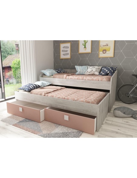 1492 - lit gigogne 2t.mol/rose