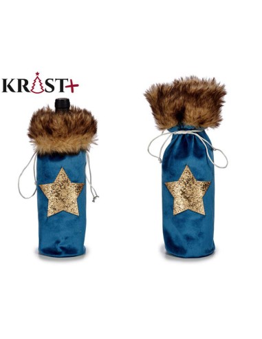 96669-sac de bouteille de noel etoiles bleu