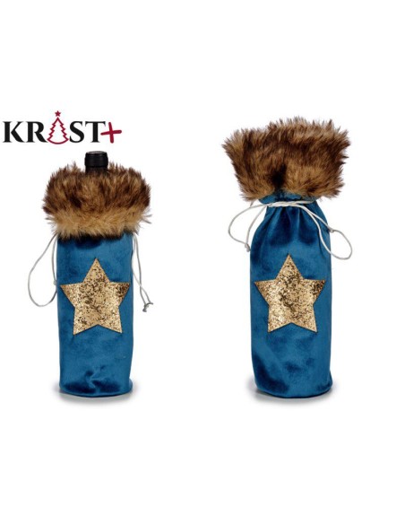 96669-sac de bouteille de noel etoiles bleu