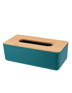 boite a mouchoirs pp bleu/couvercle bambou - bleu/bambou