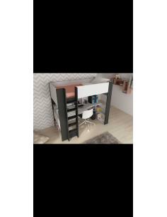 1651 - lit mezzan+pupitre blanc/graphit