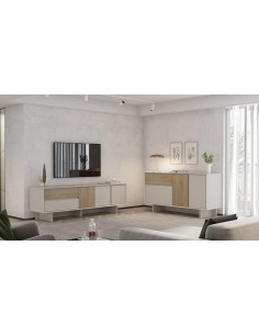 18825 - meuble tv carpi 3p2t 180cm vison/ cadiz chene