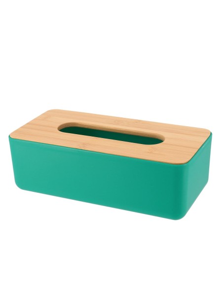 boite a mouchoirs pp vert/couvercle bambou - vert/bambou