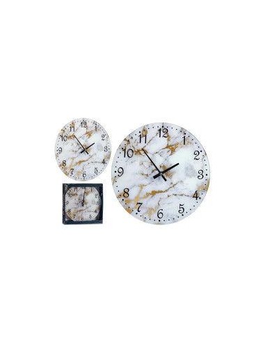 79681-horloge mur verre effect marbre blanc