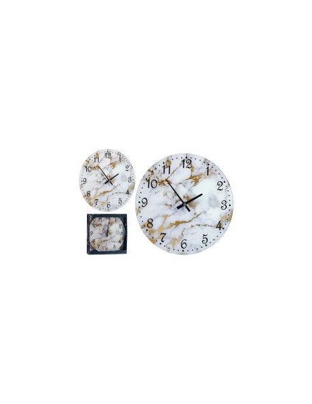79681-horloge mur verre effect marbre blanc