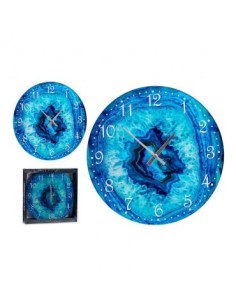 79684-horloge mur verre effect marbre turquoise
