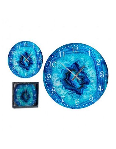 79684-horloge mur verre effect marbre turquoise