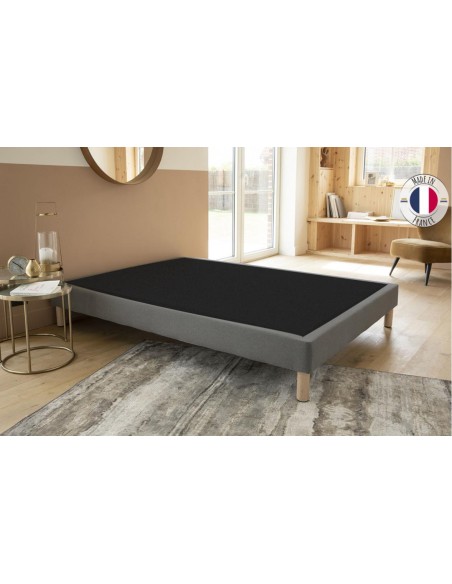 sommier tapissier beige 140x190 pied bois h15