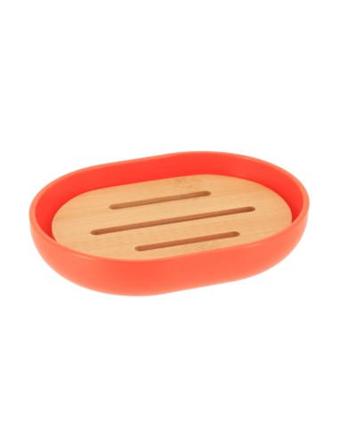 6474264 - porte savon oval ps/bambou - orange/bambou