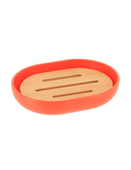 6474264 - porte savon oval ps/bambou - orange/bambou