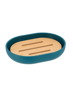 porte savon oval ps/bambou - bleu/bambou