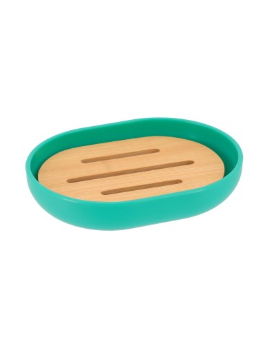 porte savon oval ps/bambou - vert/bambou