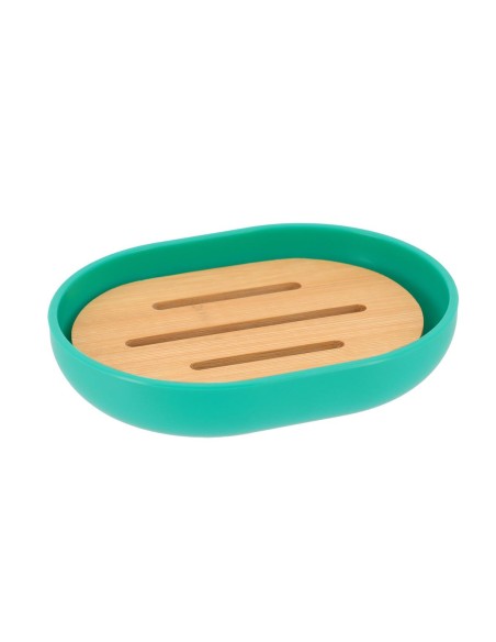 porte savon oval ps/bambou - vert/bambou