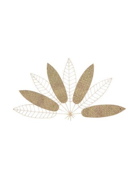 deco mur met/nat feuille 81x45