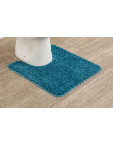 7747115 - tapis contour wc microfibre 45x50 cm dessous latex - bleu tahitien