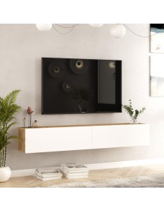 fr8-aw - meuble tv anais pin/blanc  180*31,6*29,6 cm