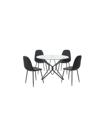 table tess pieds noir/ plateau verre