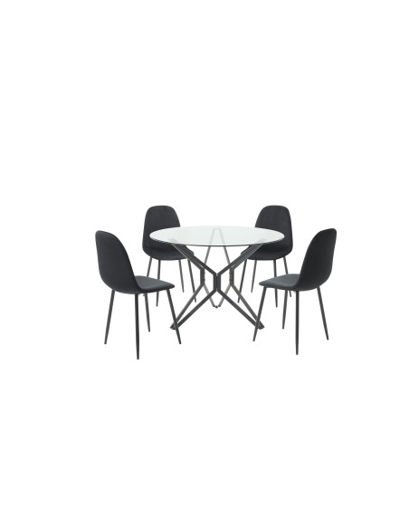 table tess pieds noir/ plateau verre