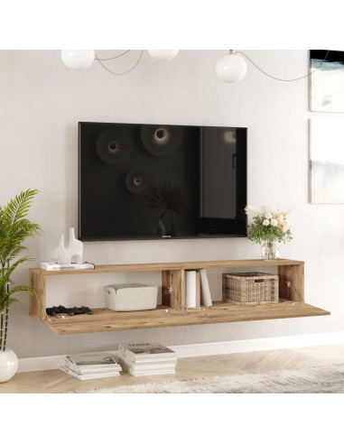 fr10-aw - meuble tv anais pin/blanc 140*31,6*29,6 cm
