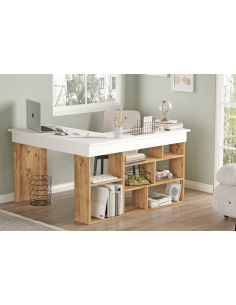 ct5-aw - bureau kaijo blanc / pin 115*120*72 cm