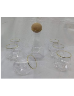 carafe 4 -  set diamant 6 verres + 1 carafe biseauté bords doré - 1282 / 360 ml