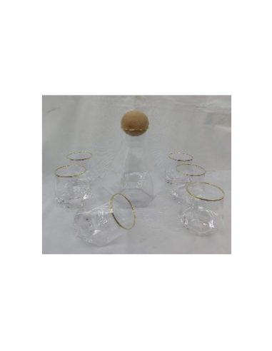 carafe 4 -  set diamant 6 verres + 1 carafe biseauté bords doré - 1282 / 360 ml
