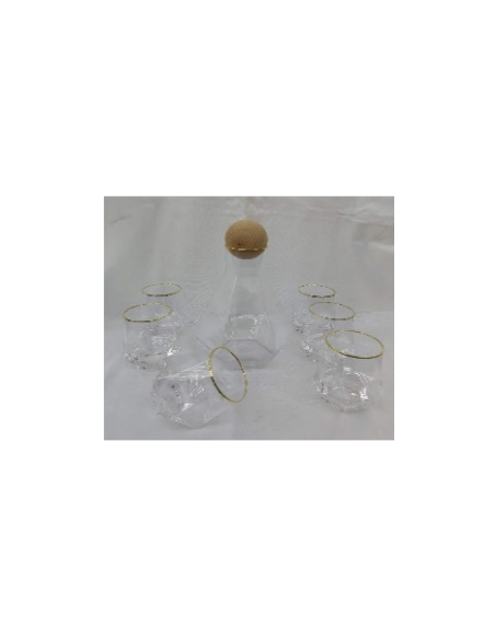 carafe 4 -  set diamant 6 verres + 1 carafe biseauté bords doré - 1282 / 360 ml