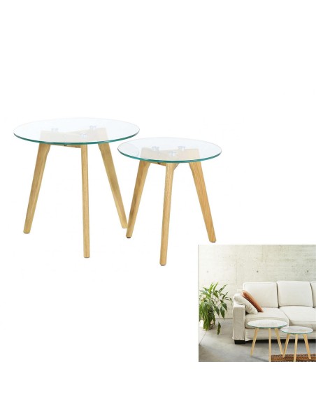 table gigogne en verre trempe plateau rond gm