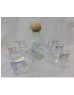 carafe 5 - set diamant 4 verres + 1 carafe biseauté couleur