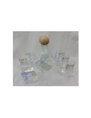 carafe 5 - set diamant 4 verres + 1 carafe biseauté couleur