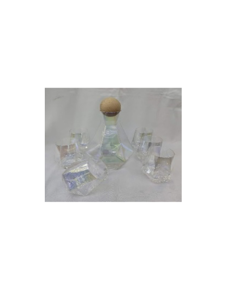 carafe 5 - set diamant 4 verres + 1 carafe biseauté couleur