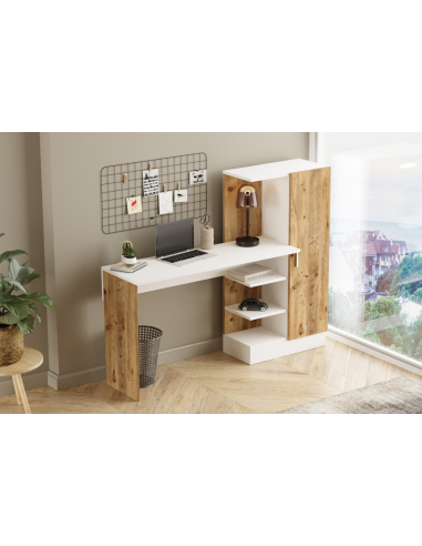 ct2-aw - bureau laino pin/blanc 152*40*120 cm