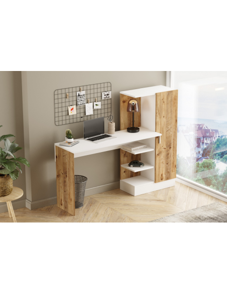 ct2-aw - bureau laino pin/blanc 152*40*120 cm