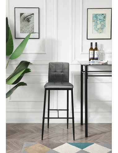 chaise haute django - en velours gris  - 53x48x105cm
