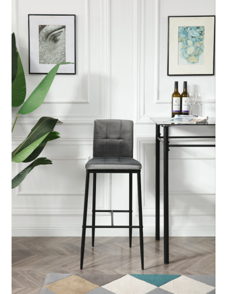 chaise haute django - en velours gris  - 53x48x105cm