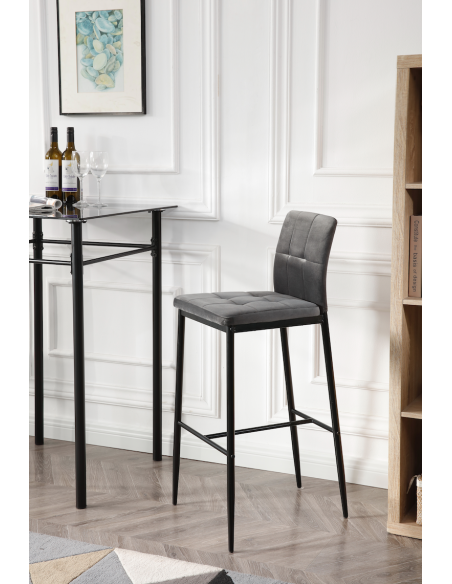 chaise haute django - en velours taupe  - 53x48x105cm