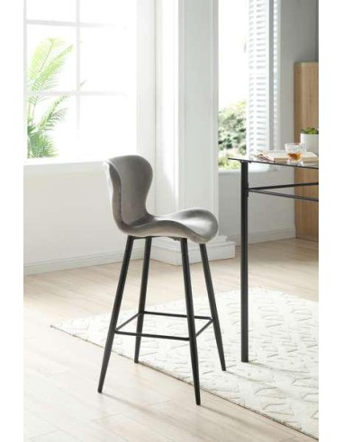 tabouret ariga - en velours  gris - 49x55x106cm jh085-13