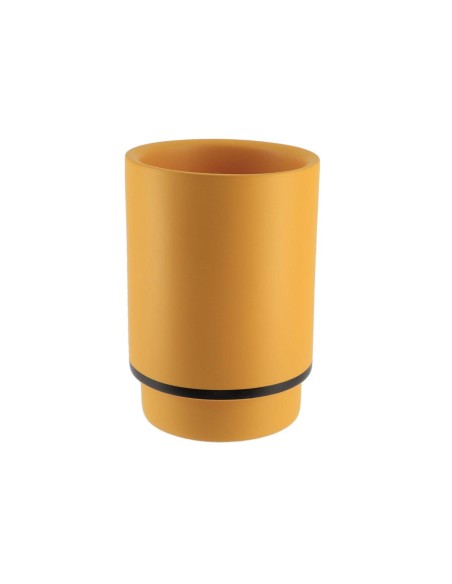 aa61140123 - gobelet polyresine rond - ocre/noir