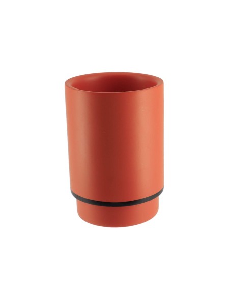 aa61140124 - gobelet polyresine rond - terre de sienne/noir